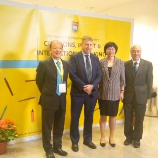 From the left Prof. Shiyi Chen (President, SUSTC), Prof. Peter Mathieson (President and Vice-Chancellor, HKU), Ms. Guo Yurong (Chairperson of the University Council and Education Foundation of the Sou